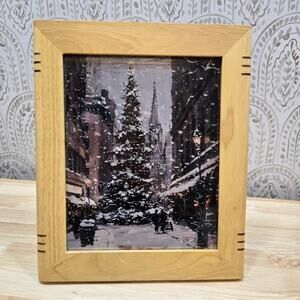 Vintage Art Deco Wooden Picture Frame for 8x10 Photo Light Grain Marquetry Inlay